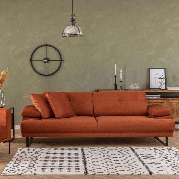 Canapé moderne en tissu orange Mustang - HANAH HOME