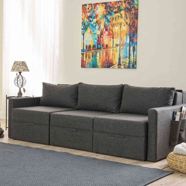 Canapé 3 places convertible avec coffre Saros - HANAH HOME