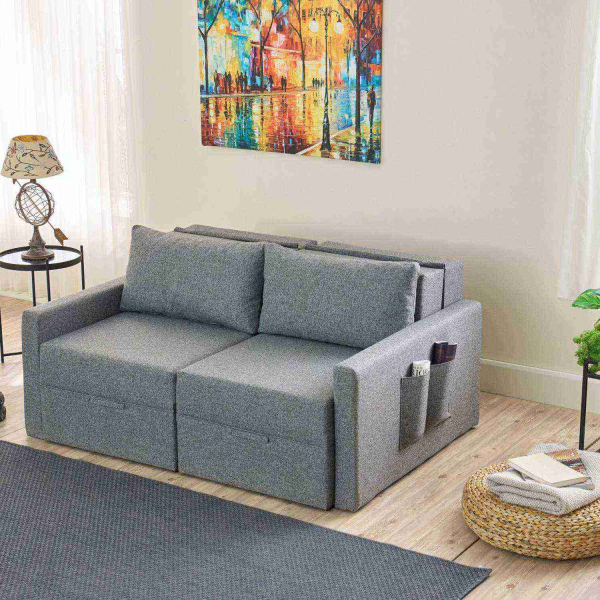 Canapé 2 places convertible avec coffre Saros - HANAH HOME