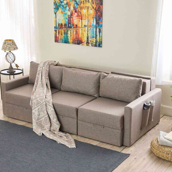 Canapé 3 places convertible avec coffre Saros - HANAH HOME