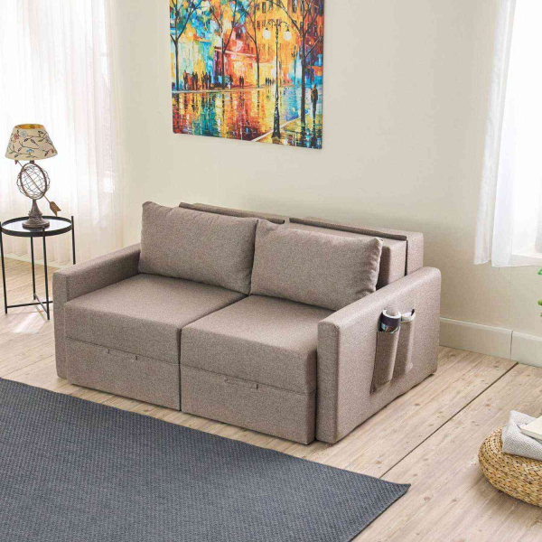 Canapé 2 places convertible avec coffre Saros - HANAH HOME
