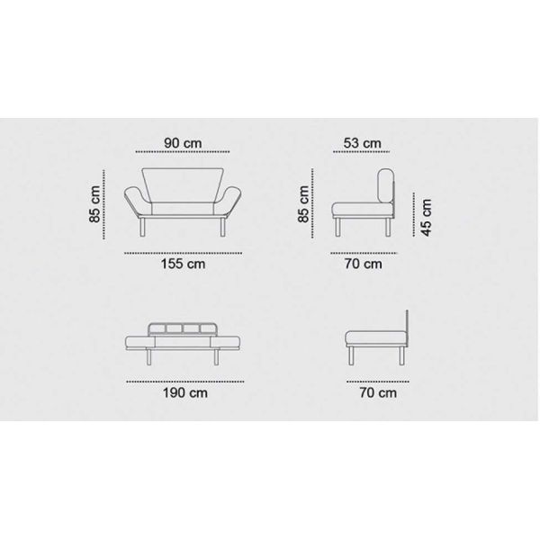 Canapé 2 places convertible en tissu Nitta - ASI-0568