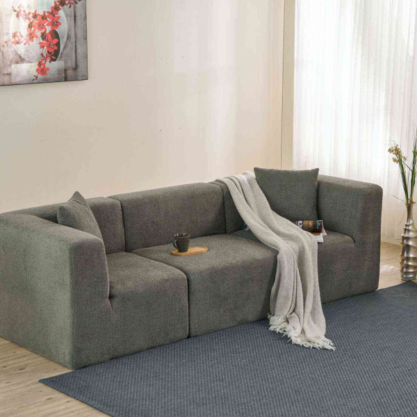 Canapé 3 places en tissu Raks - HANAH HOME