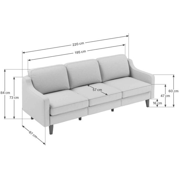 Canapé 3 places XL en tissu Robin - ASI-2589