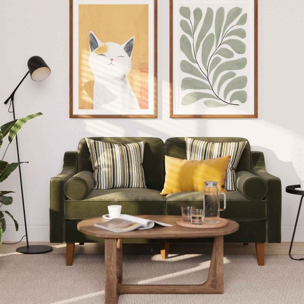 Canapé 2 places en tissu Robin - HANAH HOME