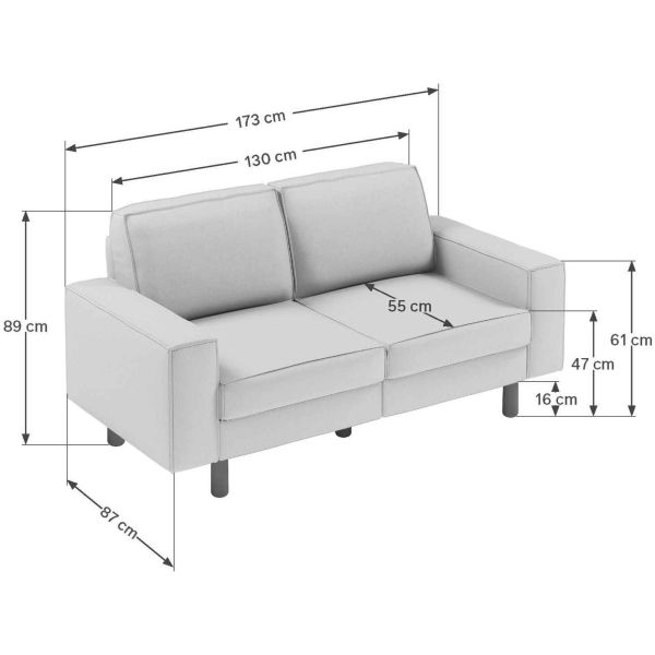 Canapé 2 places en tissu Sparrow - ASI-2548