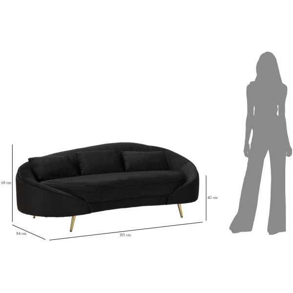 Canapé en tissu 3 places Oslo 185 x 84 x 68 cm - MAU-0835