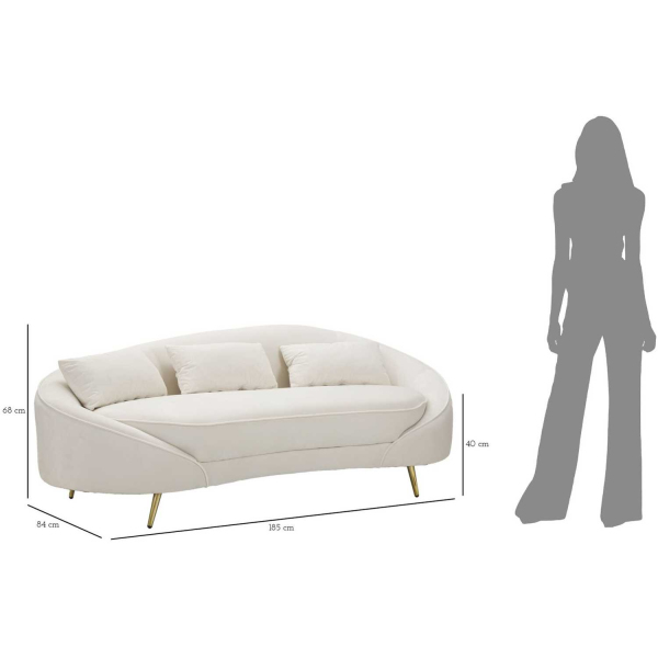 Canapé en tissu 3 places Oslo 185 x 84 x 68 cm - MAU-0834