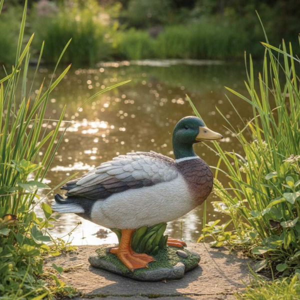 Canard colvert sur roche en résine - VIVID ARTS