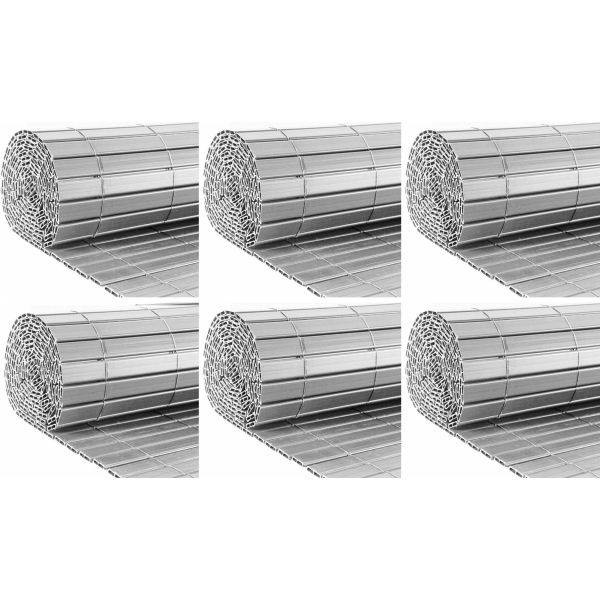 Canisse en PVC gris perle double face qualité + (Lot de 6)