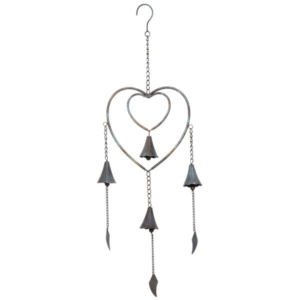 Carillon en forme de coeur en métal noir