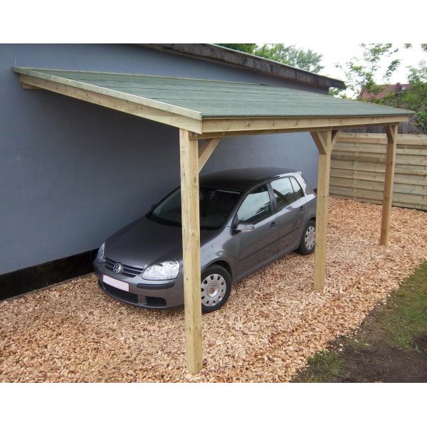 Carport à adosser en bois 3x5 m Roof - GARDENAS