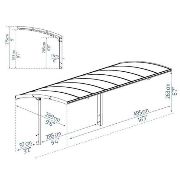 Carport en aluminium et polycarbonate Arizona Wave - PAA-0412