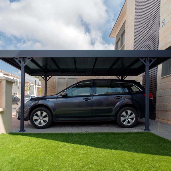 Carport en aluminium et polycarbonate bronze Palma - 7