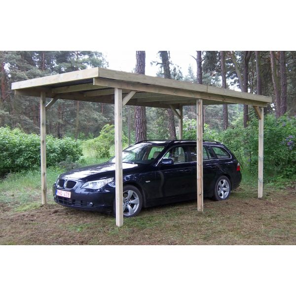 Carport en bois et panneaux ondulés 3x6 m Basic - GAS-0117