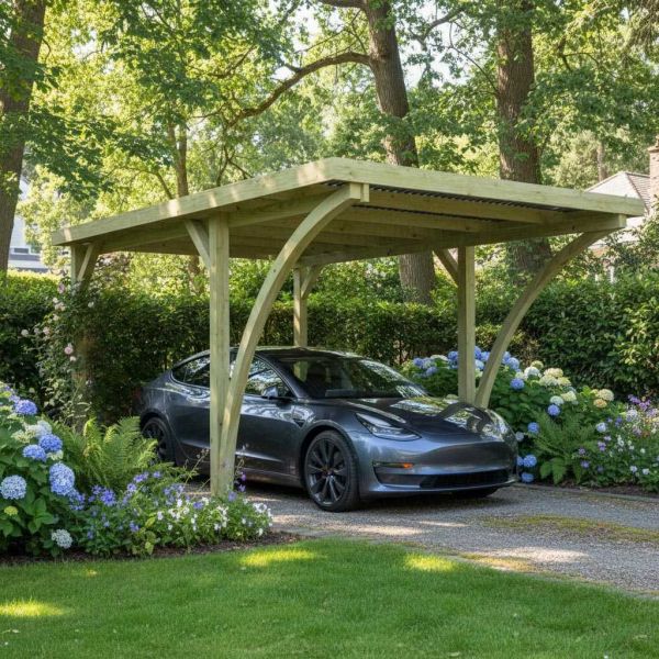 Carport en bois et panneaux ondulés 3x5 m Lido - GARDENAS