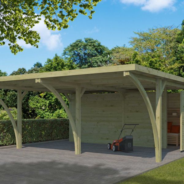 Carport double 600 x 670 cm avec abri Milan - 8