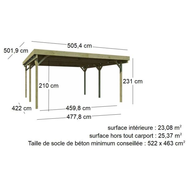 Carport double en bois Basic - GAS-0120