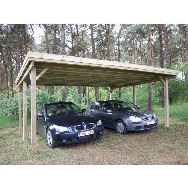 Carport double en bois Basic - GARDENAS