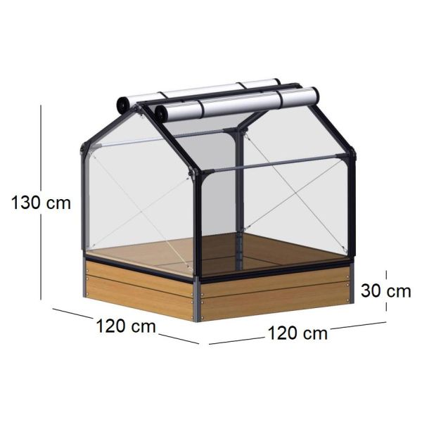 Carré potager en mélèze avec serre Siberian - GRO-0102
