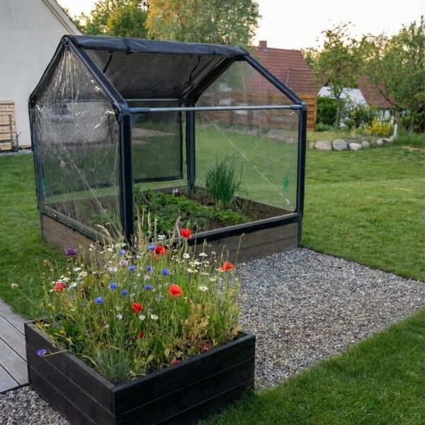 Carré potager en mélèze avec serre Siberian - GROWCAMP