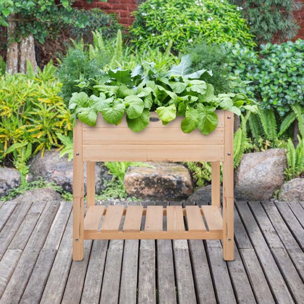 Carré potager en pin naturel sur pieds - 8