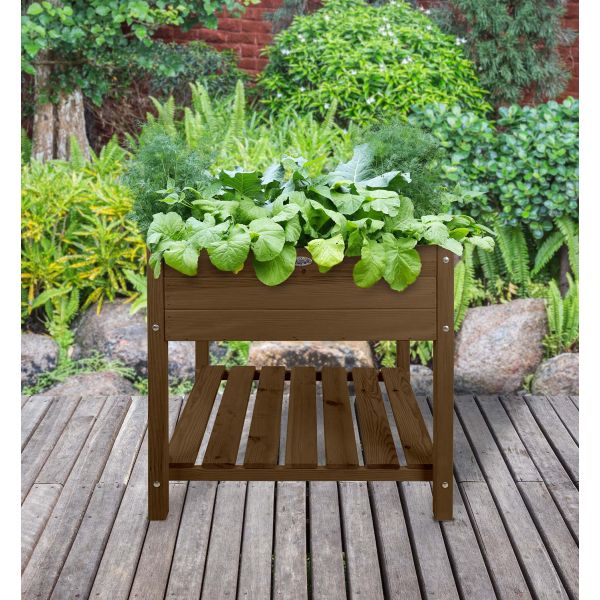 Carré potager en pin teinté sur pieds - ESSCHERTS GARDEN
