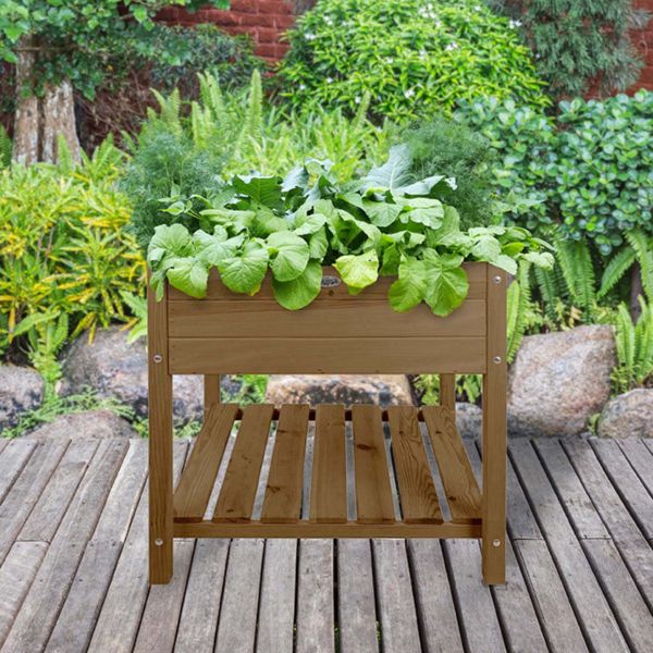 Carré potager en pin teinté sur pieds - ESSCHERTS GARDEN