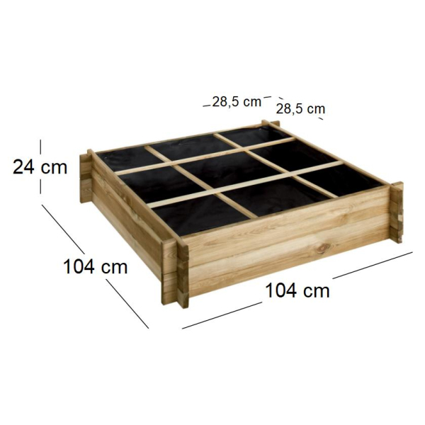 Carré potager à poser 9 cases Cardon - BUR-0212