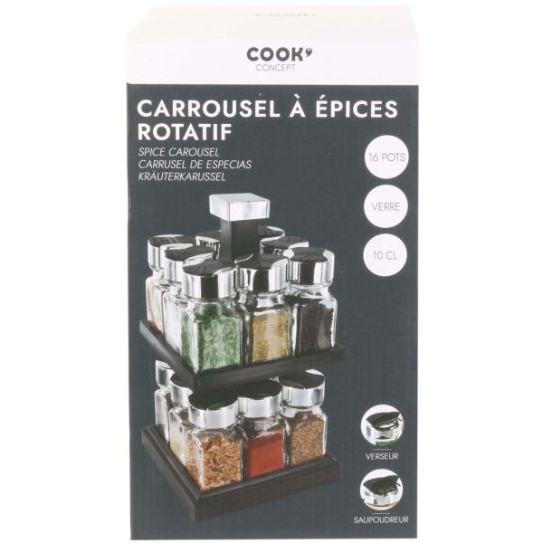 Carrousel à épices carré tournant pots 10 cl - 32,90