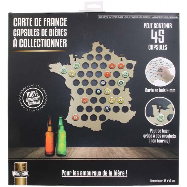 Carte de France capsules de bières à collectionner