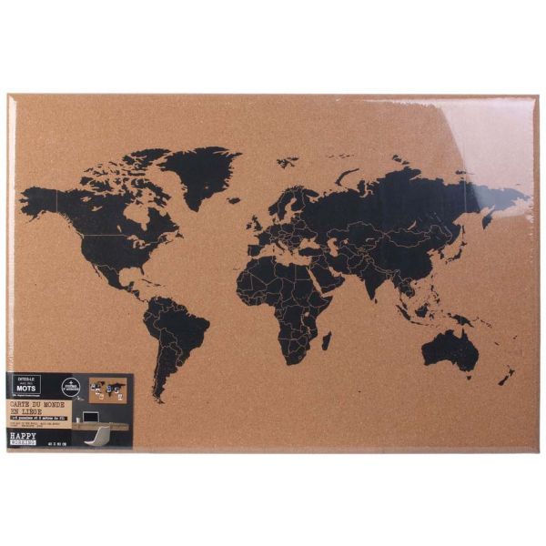 Carte du monde en liège Happy working - CMP-1878