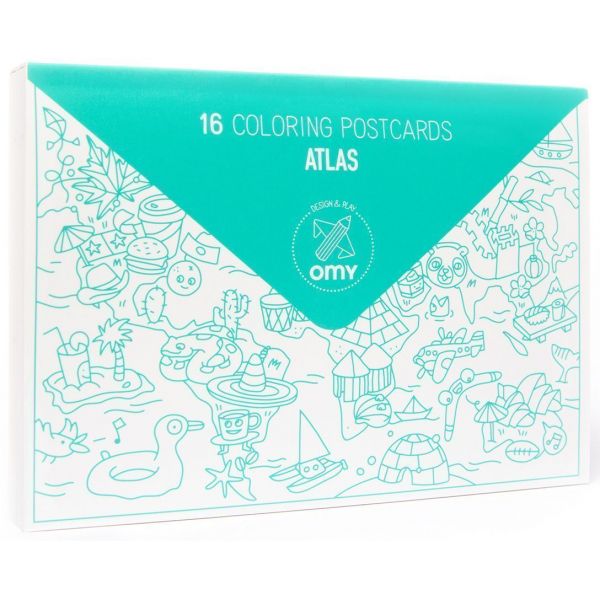 Cartes postales à colorier Atlas (Lot de 16)