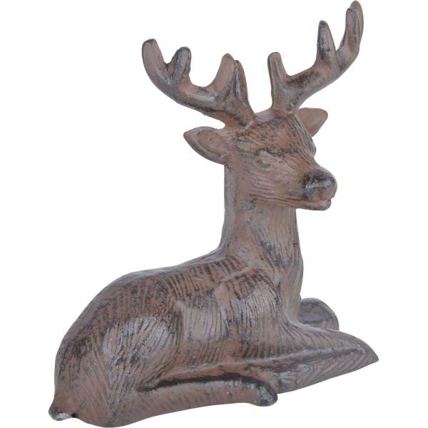 Cerf couché décoratif en fonte