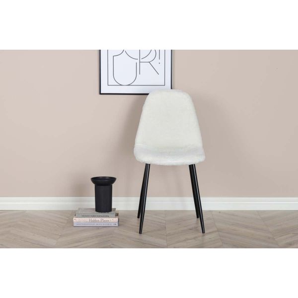 Chaise en acier et polyester teddy noir et blanc Polar (Lot de 2) - 7
