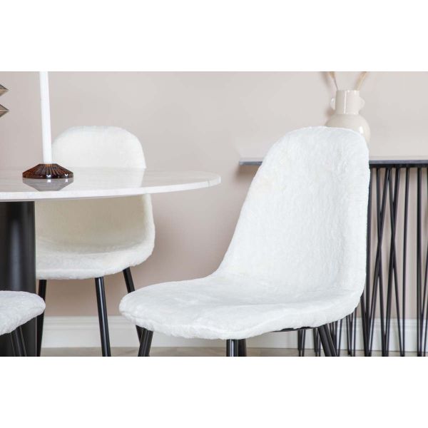 Chaise en acier et polyester teddy noir et blanc Polar (Lot de 2) - VENTURE HOME