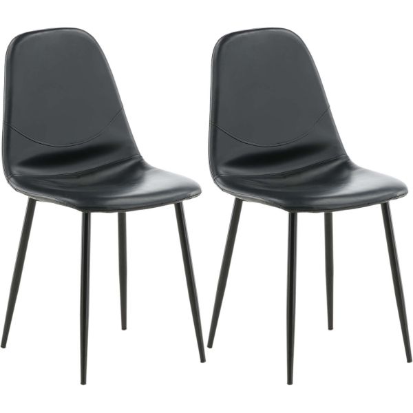Chaise en acier et polyuréthane noir Polar (Lot de 2)