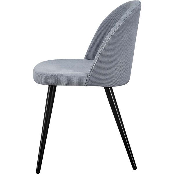 Chaise en acier et velours côtelé gris clair Velvet (Lot de 2) - 5