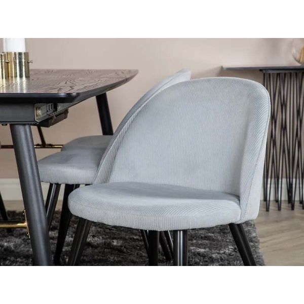 Chaise en acier et velours côtelé gris clair Velvet (Lot de 2) - Venture Home