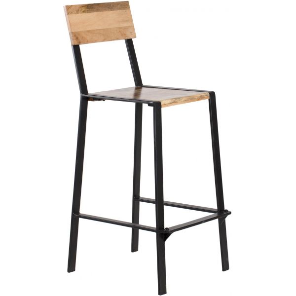 Chaise de bar bois de manguier et métal delphine