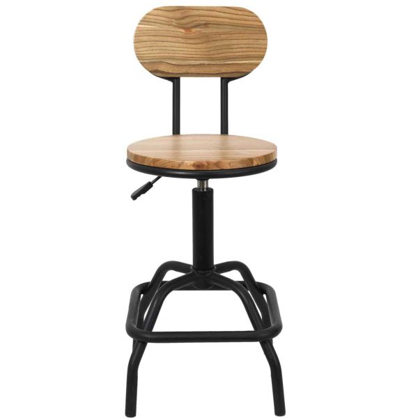 Chaise de bar hauteur réglable en bois et métal Ace - CMP-4624
