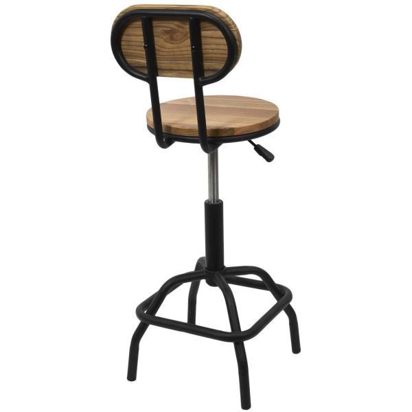 Chaise de bar hauteur réglable en bois et métal Ace - 6