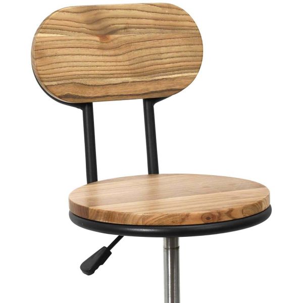 Chaise de bar hauteur réglable en bois et métal Ace - 7