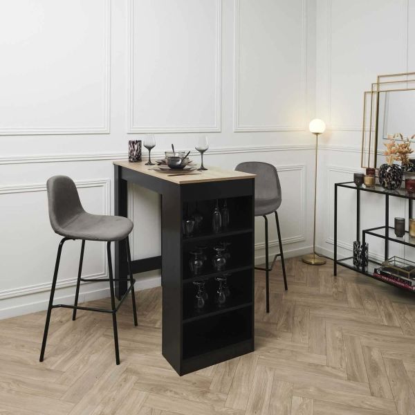Chaise de bar en velours côtelé Giulia gris (Lot de 2) - THE HOME DECO FACTORY