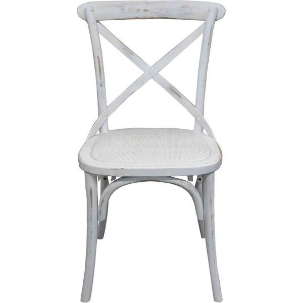 Chaise de bistrot en bois vieilli (blanc)