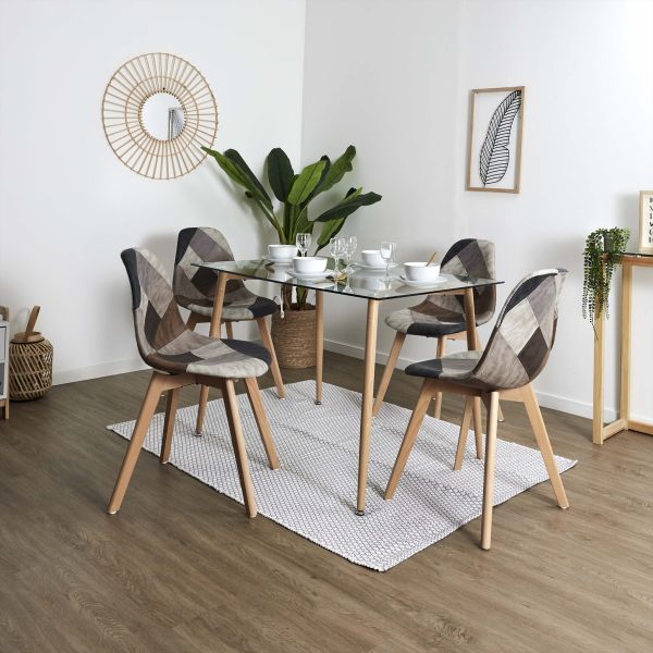 Chaise en bois de hêtre et polypropylène Patchwork (Lot de 2) - THE HOME DECO FACTORY