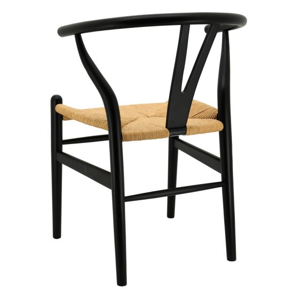 Chaise en bouleau laqué noir et papier cordé - 219