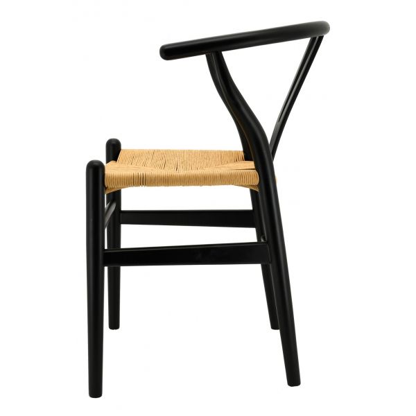 Chaise en bouleau laqué noir et papier cordé - AUB-4030