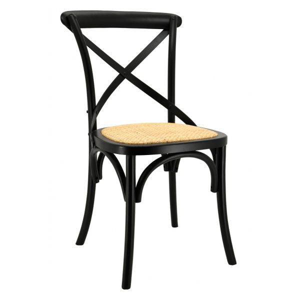 Chaise en bouleau et rotin Bistrot chic