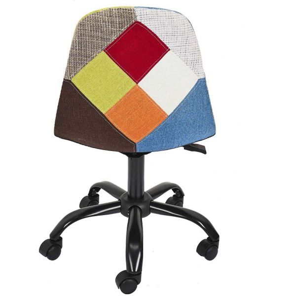 Chaise de bureau réglable en hauteur en tissu patchwork - 5